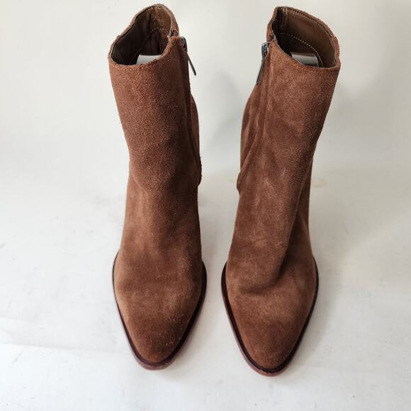 Sam Edelman Blake Brown Suede Ankle Boots Size 8M Block Heel Booties - Picture 3 of 8